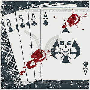 Bloody Deadman Hand Playing Cards in Retro - vector image