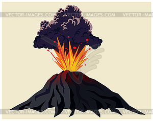 Powerful volcanic eruption - vector clipart