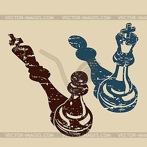 King and pawn with inverted shadows in retro - vector clipart