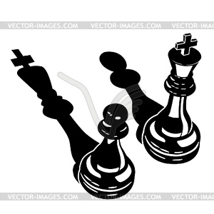 King and pawn with inverted shadows - vector image