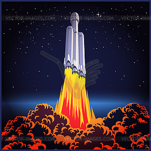 Space rocket launch - vector clip art