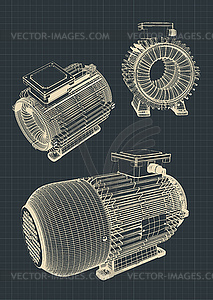 Electric motor drawings - vector image