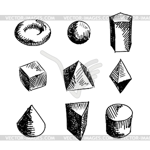 Sketches of geometric shapes - vector clip art