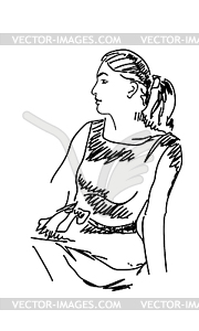 Sketch of pretty young woman - vector image