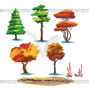 Эскиз осенних растений - векторное изображение