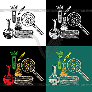 Educational and laboratory equipment composition - vector clipart / vector image