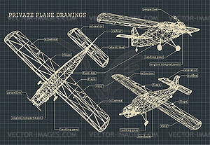Light private plane drawings - vector image
