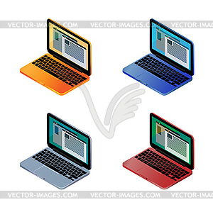 Multi colored laptops - vector clipart