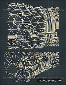 Turbojet engine drawings - vector clipart