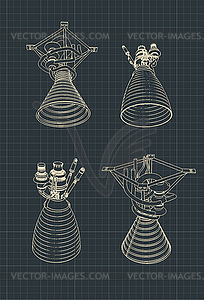 Rocket engines drawings - vector clipart