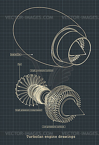 Turbofan engine blueprints - vector EPS clipart