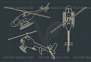 Helicopter blueprints - vector clip art