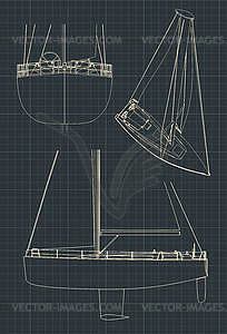 Чертежи парусной яхты - рисунок в векторе