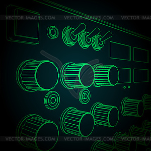 Professional diagnostic and repair equipment retro - vector image