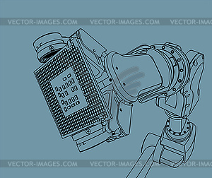 Industrial manipulator and microchip - vector clipart / vector image