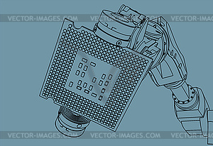 Промышленный робот и процессор - изображение в формате EPS