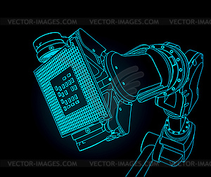 Industrial manipulator and microchip - vector clipart