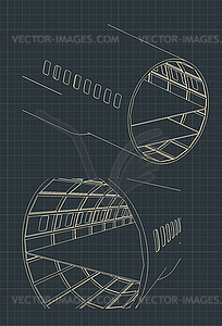 Airplane Fuselage sections drawings - royalty-free vector image