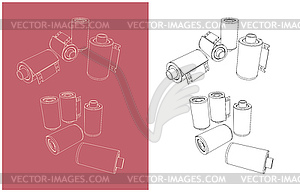 Film cassette set - vector clipart