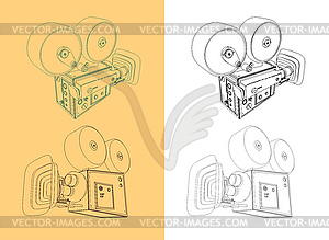 Retro movie camera - vector image