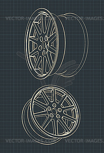 Car alloy wheels drawings - vector clipart