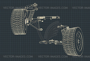 Car suspension blueprints - vector image