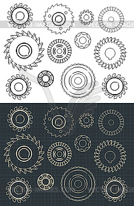 Cutting and Milling Circles Set - vector clipart