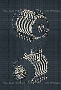 Чертежи электродвигателей - векторная иллюстрация