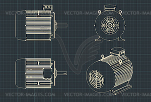 Чертежи электродвигателя - графика в векторе