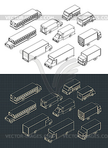 City transport isometric Set - vector image