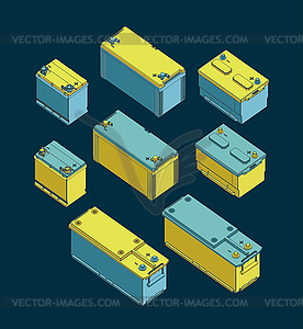 Car and Truck Battery Set - vector image