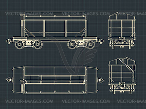 Grain Hopper Wagon blueprints - vector clipart