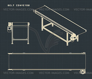 Чертежи ленточного конвейера - стоковый клипарт
