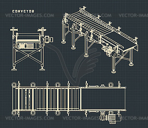 Конвейерные чертежи - векторное изображение