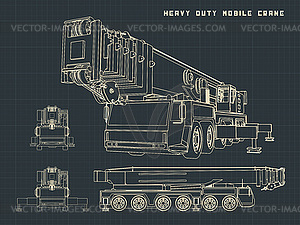 Heavy Duty Mobile Crane Drawings - vector clip art
