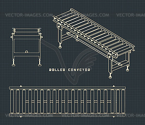 Roller conveyor drawings - vector clip art