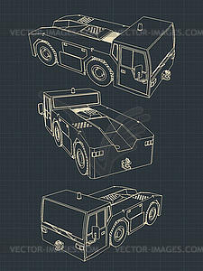 Схема буксировки трактора аэропорта - стоковое векторное изображение
