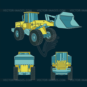 Красочные тяжелые чертежи погрузчиков - изображение в формате EPS
