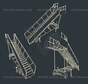 Airplane ladder blueprints - color vector clipart