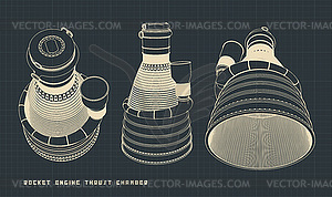 Rocket engine thrust chamber blueprints - vector clipart