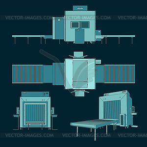 X-Ray Baggage Scanner cartoon - vector clipart