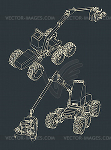 Forest harvester machine - vector clipart