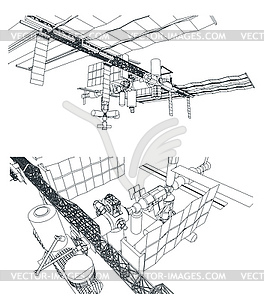 Orbital space station - vector image