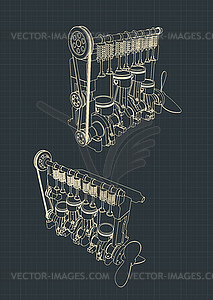 Engine Cutaway drawings - vector clipart / vector image