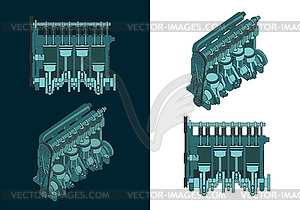 Diesel engine Cutaway - vector clip art