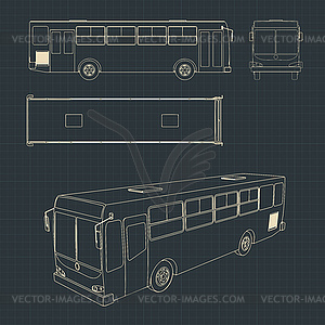 Городские автобусы чертежи - стоковый векторный клипарт