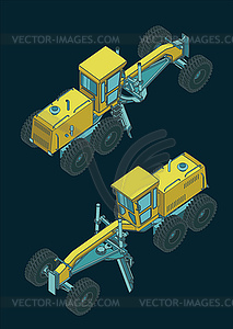 Grader Isometric Color Drawings - vector image