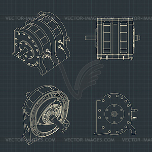 Rotary engine blueprints - vector clip art