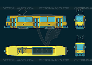 Tram color drawings - color vector clipart