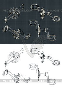 Bicycle crankset with pedals - vector image